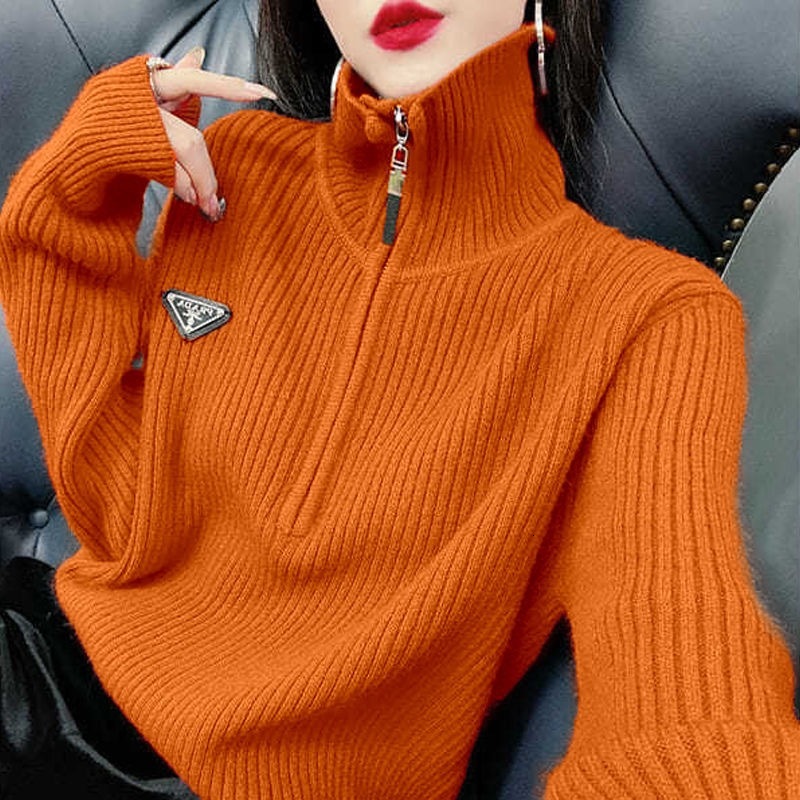 

2021 New Autumn Winter Women Knitted Shirts Hot Turtlenecks Thick Sweater Plus Girl Size Loose High Street Jumper Top S6U8, Purple