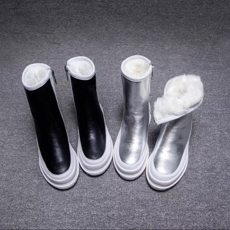 

Snow Boots New 2020 Women's Shoes Winter Thick Sole Plaform Ankle boots Thicken Plush Warm Cotton Shoes #2O0C, Black