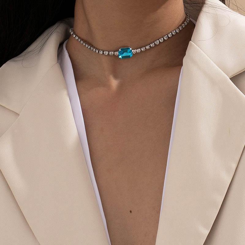 

Simple Elegant Colorful Rhinestone Crystal Choker Necklace Women Temperament Geometric Clavicle Necklace Jewelry Christmas Gift1