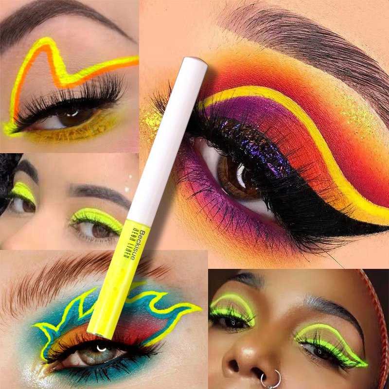 

2021 New Fluorescent Eyeliner 8 Colors Liquid Eyeliner Pencil Neon Pigment Waterproof Quick Eye Liner Pencil Color Painting 0734, As picture show