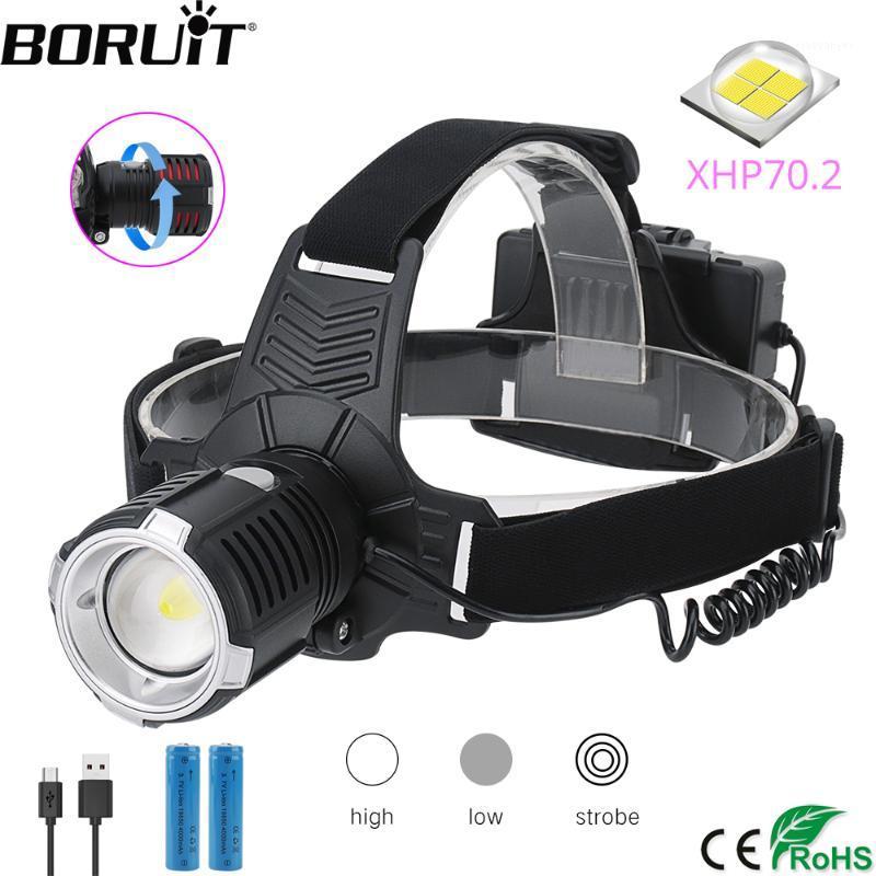 

BORUiT 4000LM XHP70.2 LED Headlamp 3-Mode Zoom Headlight USB Rechargeable Head Torch Camping Hunting 18650 Battery1