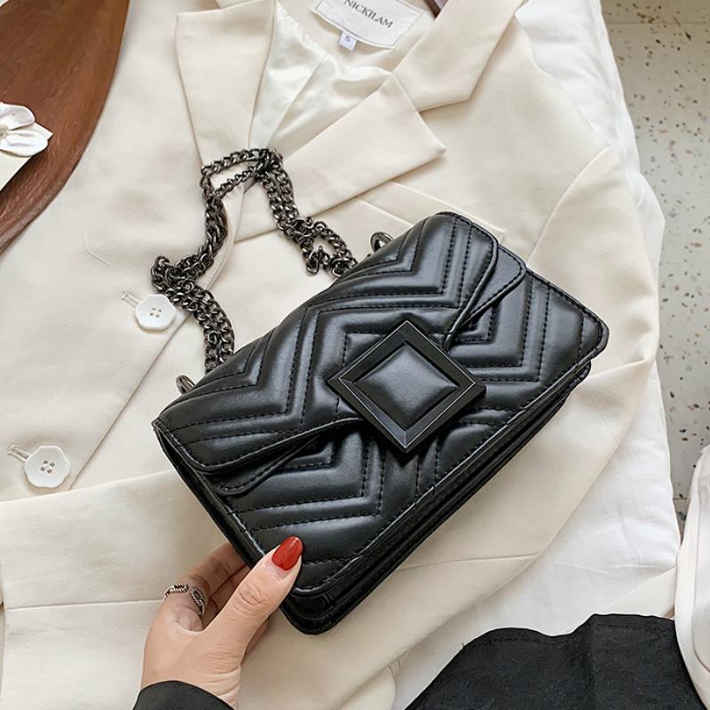 

V-line PU Leather Crossbody Bag For Women 2021 Fashion Sac A Main Female Shoulder Bag Female Handbags And Purses With Handle, Black