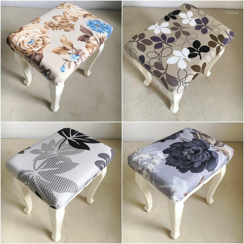 

Spandex Pastoral Chair Covers Elastic Dressing Table Stool Cover Floral Seat Case Square Stool Surface Dust Cover Home Decor1