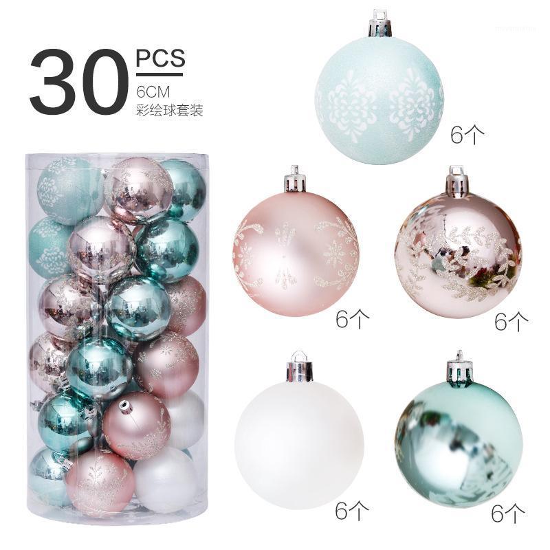 

Christmas Decorations 6cm/30pcs Rose Gold Painted Christmas Ball Set Tree Pendant1