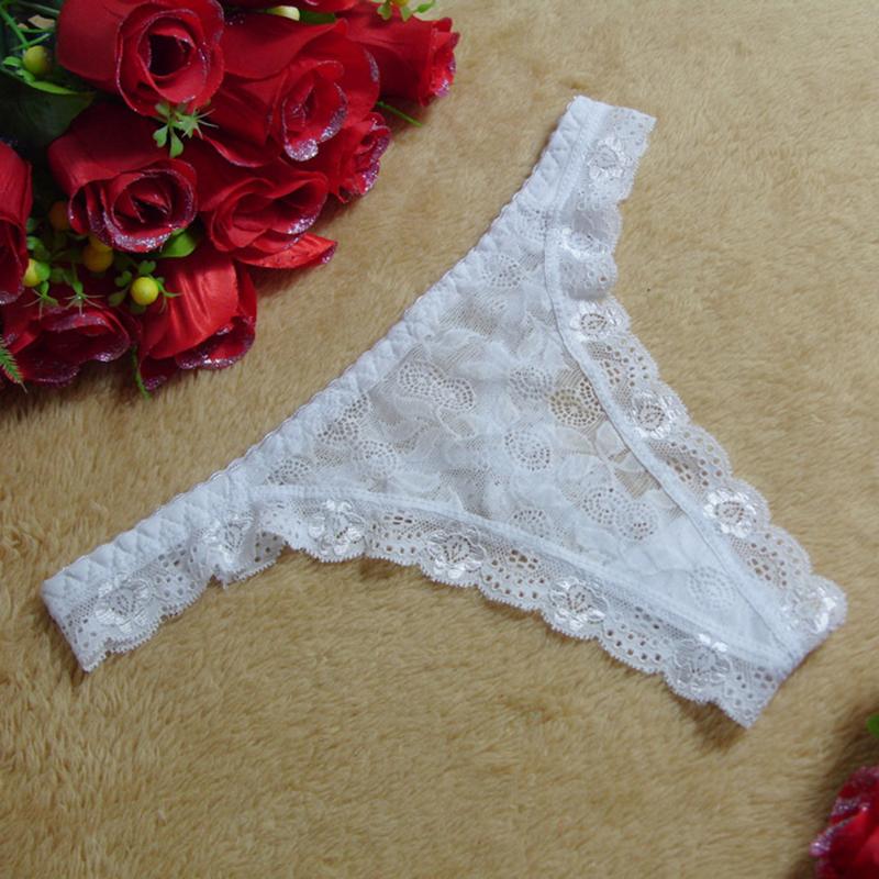 

Summer new sexy ladies cute temptation lace transparent sexy panties thong, White