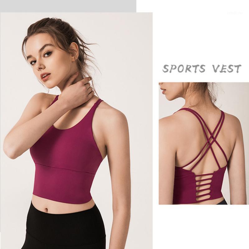

Solid Spaghetti Straps Yoga Gym Crop Tops Women Quick Dry Running Sport Bras Wireless Fitness Jogger Vest Tank Tops1, Fog green