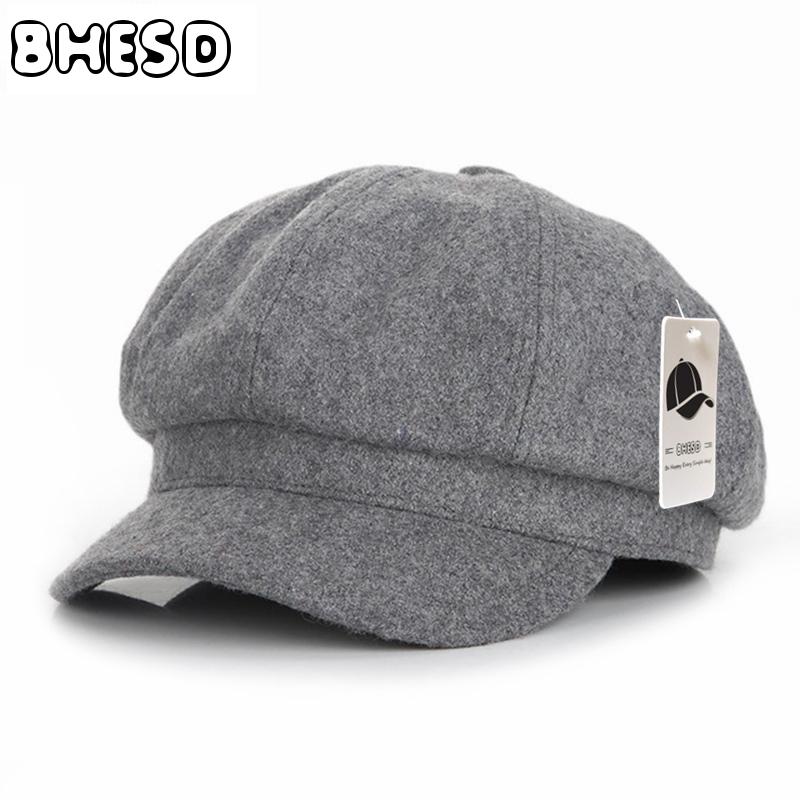 

BHESD 2020 Autumn Warm Grey Woolen French Beret Hat Female Artist Flat Cap Men Eight-klap Cap Feminino Boina Chapeu Bone JY149, Grey 149