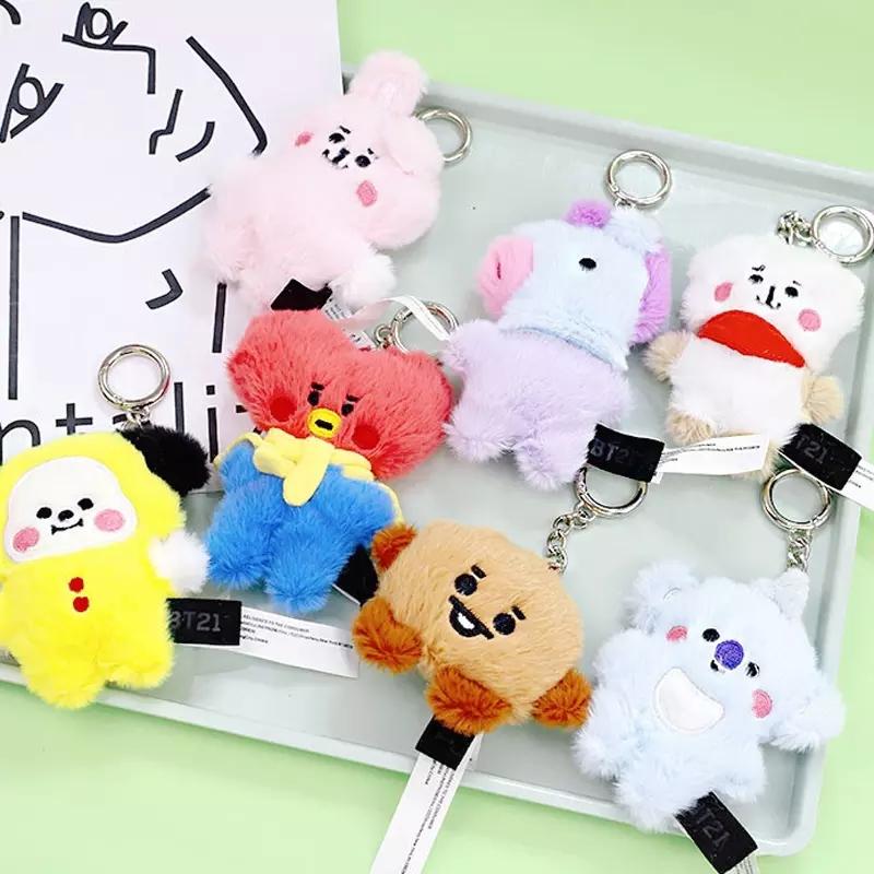 

20cm KPOP Star Group Bt21 Faux Rabbit Fur Plush Pendant Doll Bangtan Boy Plush Toys Cartoon Animal Keychain Keyring Toy for Girl new, #1