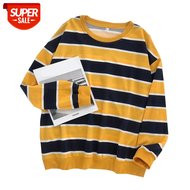 

Streetwear Harajuku Women T Shirts Casual Tops Striped Female Long Sleeve T-shirt Spring Autumn Ladies Tshirts Loose Tee Tops #Pm3w, White