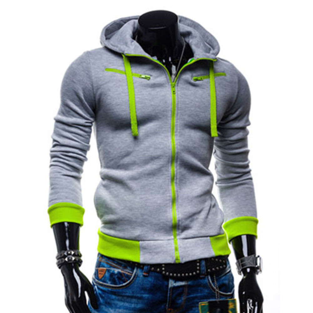 

Outwear Casual Mens Pullover Hoodie Zip Up Sweatshirt Hooded Gym Sport Jackets men New Fashion Hoodies, Beige