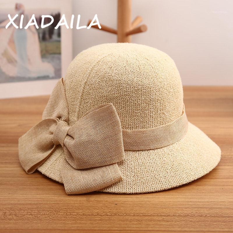 

Bow fisherman's Hat Women's summer basin hat sun Korean version versatile fashion foldable sun small1, Beige