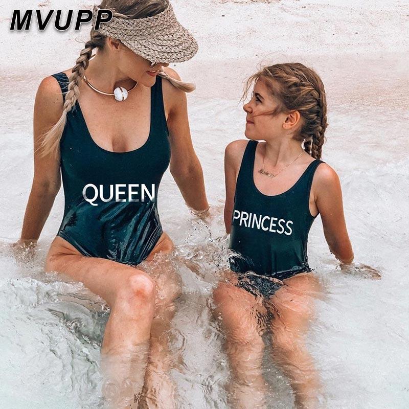 

beach swimwear for women and baby girls swimsuit fused mother daughter Bikini Bathing Suit One Pieces Bath Summer family look1, Color 5