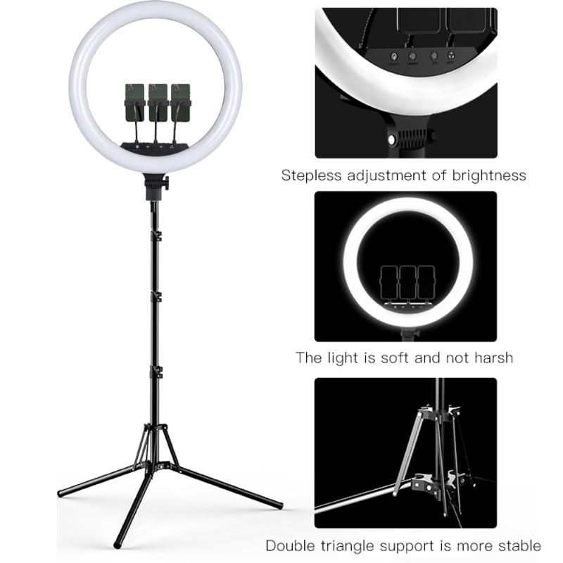 

18 Inch Selfie Ring light LED Dimmable Photography Lighting Lamp Ringlight For Youtube Photo Camera With Stand Phone Holder