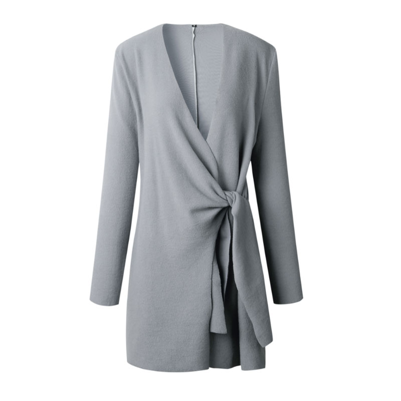

High-end thickened autumn and winter new elegant sexy V-neck solid color mid-length ladies cardigan, Green