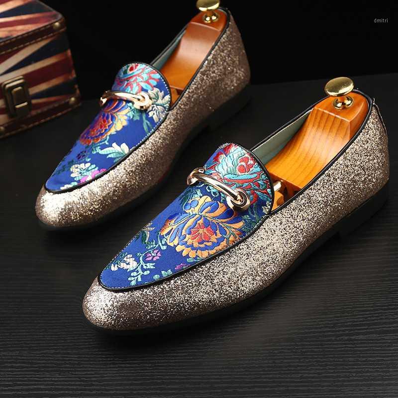 

CIMIM Business Men Formal Office Dress Shoes 2019 Fashion Casual Leather Shoes 38-48 Large Size Italy Glitter Men Loafers1, Blue