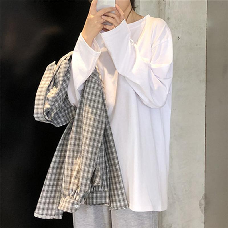 

Harajuku Women Oversized T Shirt Clothing Vintage T Shirts Egirl 2020 Fall Fashion Leisure Streetwear Long Sleeve White Tops