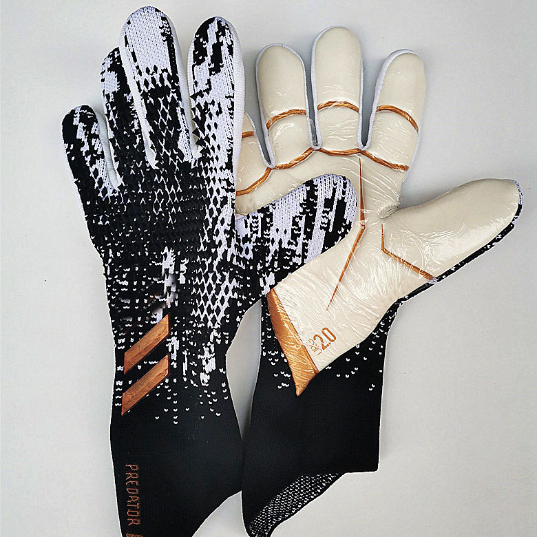 

Top Goalkeeper Gloves AD Retro Falcons Predator Pro Fingersave Professional Soccer Gloves Anti-slip Football Gloves Bola De Futebol Goal, Black white