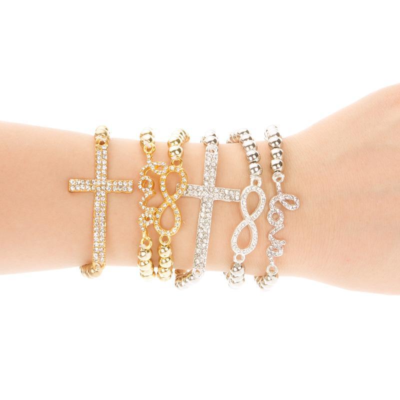 

Charm Bracelet Fashion Women's Gift Cross Love Infinity Stretch Beaded Bracelet