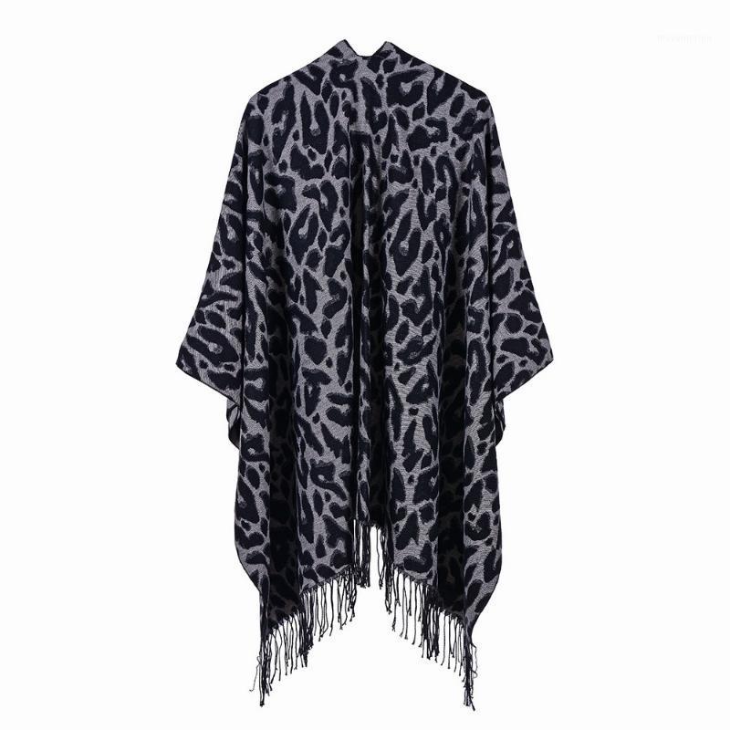 

Leopard Print Poncho Winter Cashmere Women Pomchos Scarf Ladies Knit Shawl Cape Cardigan Scarf Poncho Lady1