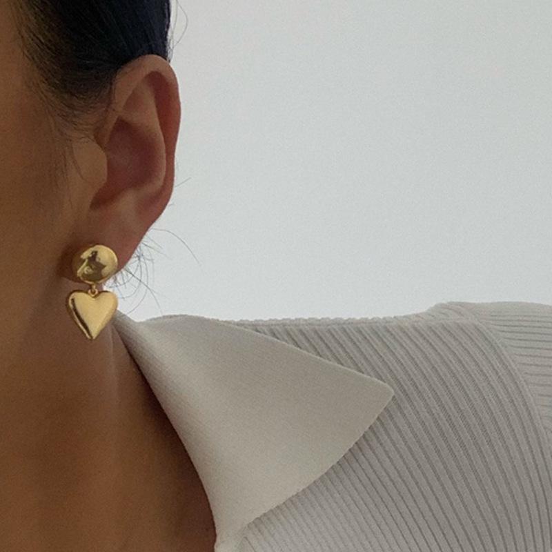 

TIMRONLY Romantic Love Heart Dangle Earrings Simple Round Alloy Earring for Women Girlfriend Birthday Gifts Statement Jewellery