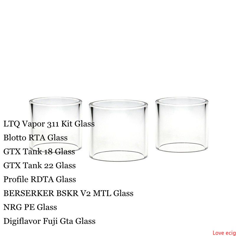 

Replacement Straight Pyrex Glass Tube for LTQ Vapor 311 Kit Blotto GTX Tank 18 22 Profile RDTA BSKR V2 MTL NRG PE Digiflavor Fuji Gta