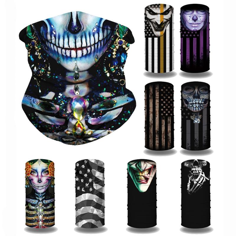 

Outdoor Half Face Cover Balaclava Scarf Motorcycle Cycling Ghost Skull Face Mask Seamless Bandana Neck Gaiter Ring Scarves