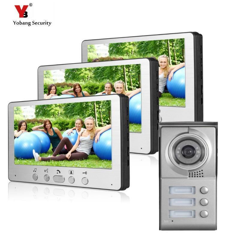 

Yobang Security Freeship 7" Color Video Door Phone For Villa Apartment Intercom System Access Camera For 3 House TFT LCD Monitor