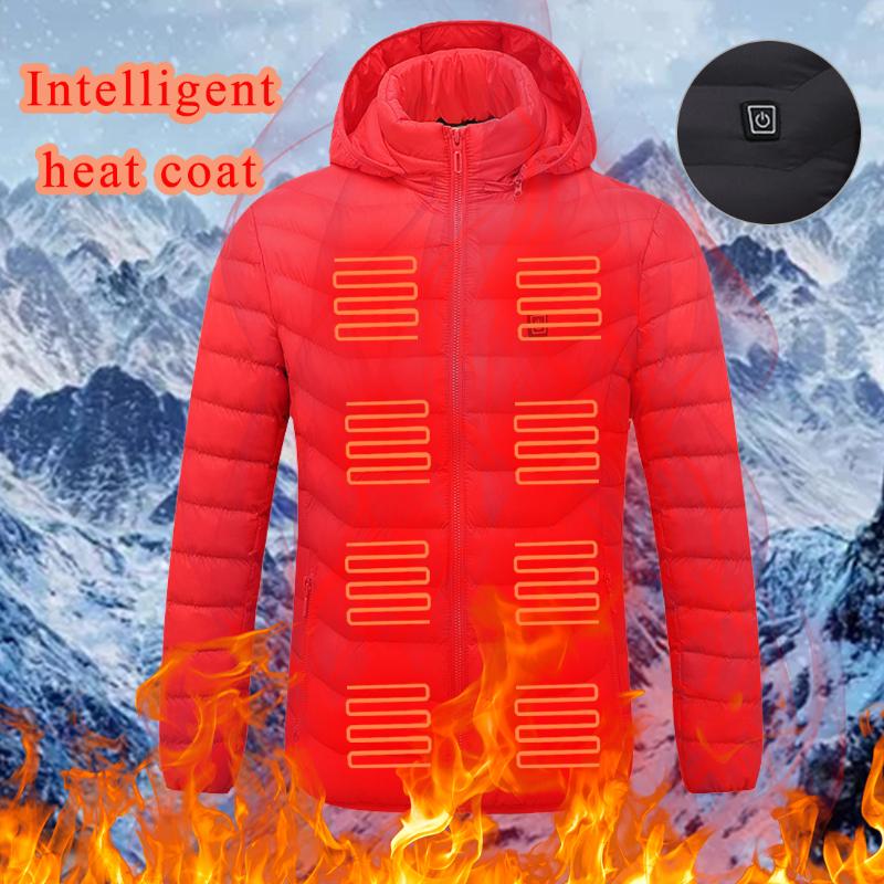 

LOOZYKIT Heated Jackets Vest Down Cotton Mens Women Outdoor Coat USB Electric Heating Hooded Jackets Warm Winter Thermal Coat, Red