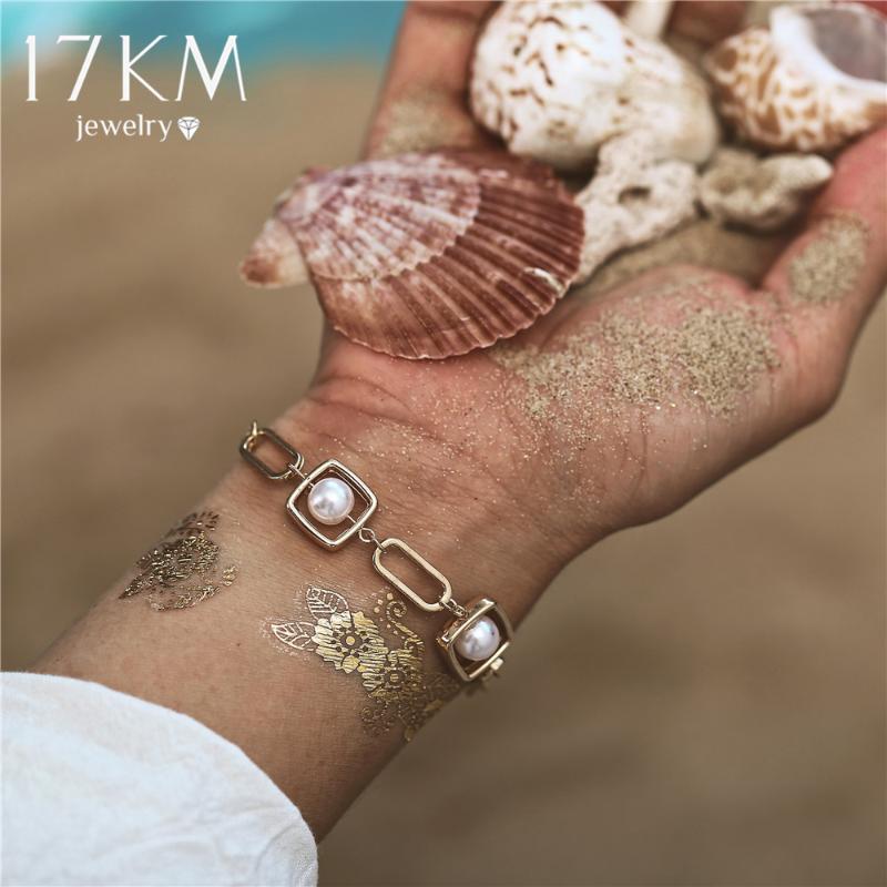 

17KM Gold Beads Pearl Bracelet For Women 2020 New Fashion Charm Bracelets Bangles Female Wedding Jewelry Accessories Gift