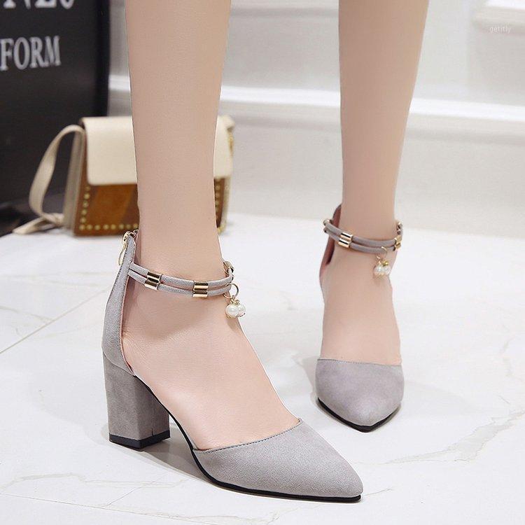 

Fashion Summer Women Ankle Strap Pumps Pointed Toe Single Shoes Med Wedges Rubber Ladies Pumps1, Black