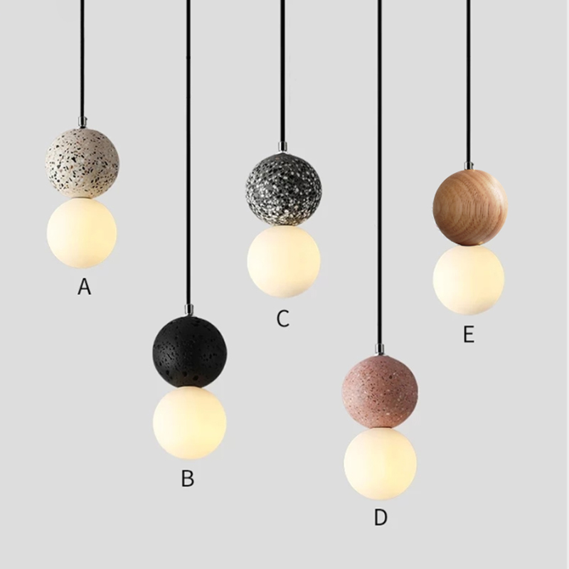 

Modern Nordic Wood Glass Cement Pendant Lamps Bedroom Bedside Dining Decor Hanging Lamp LED Kitchen Luminaire Lighting