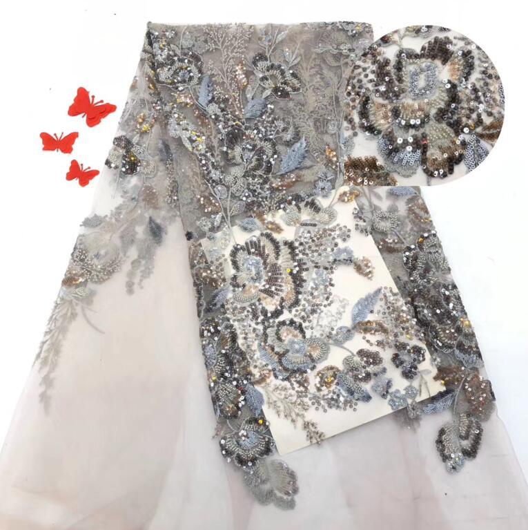 

DiuDiu-58.8805 embroidered Mesh Tulle fabric Factory price sequins Nigerian lace fabrics
