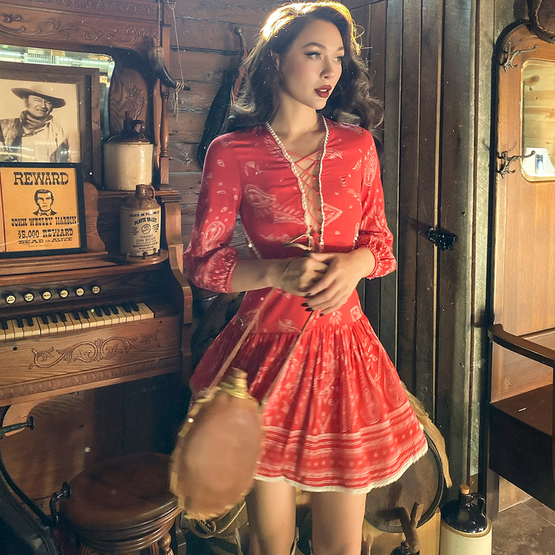 

New Le Palais Orgonal Vintage Looming Strap Red Coral with No Sexy Back Above the Knee V-neck Dressed in Women's Print 1PXU, Clear