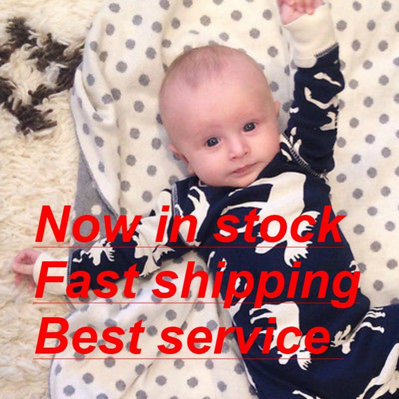 

Cute Newborn Infant Baby Girl Boy Deer Printed Long Sleeve Romper Jumpsuit Christmas Pajamas One-pieces Outfits1, Blue