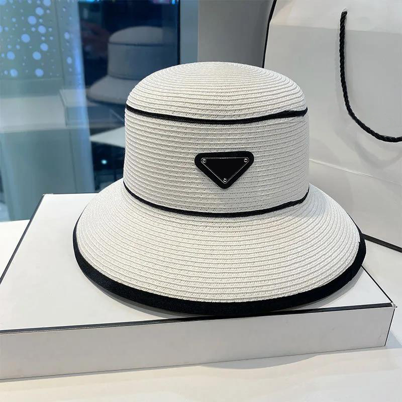 

Luxurys Bucket Hat Designers Fisherman Hats Women's Fashion Wide Brim Cap Summer Sunscreen Sunshade Straw Caps Woven travel seaside Simple temperament good nice, White