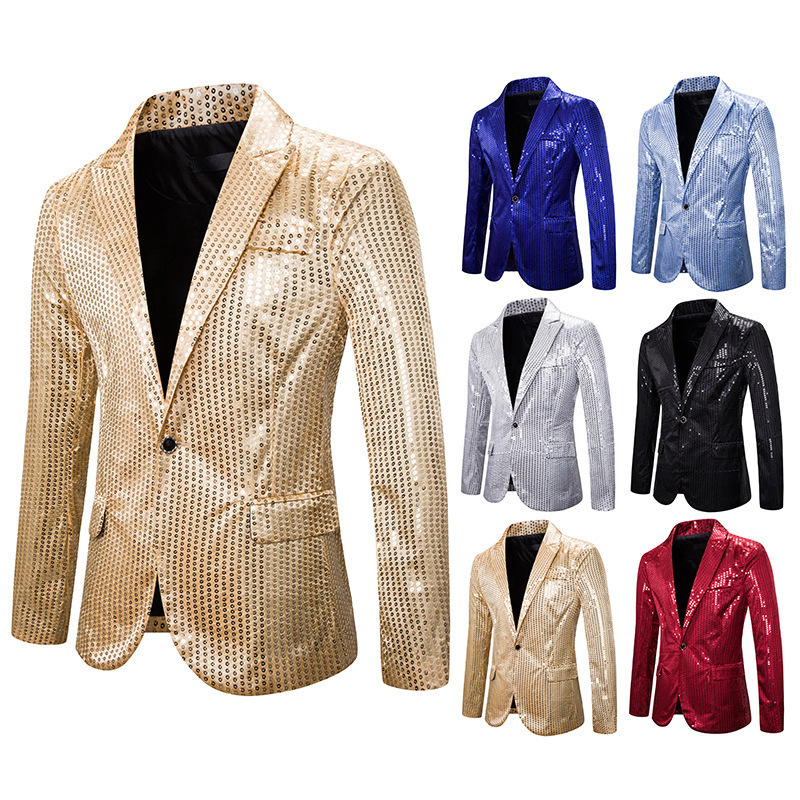 

2021 The New New Male Suit Sequined Performance Dressed As Club Host Photo Studio Jacket Oi0j, Gray