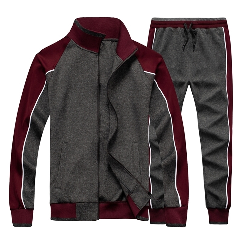 

Men's Sportswear Casual Spring Tracksuit Men Two Pieces Sets Stand Collar Jackets Sweatshirt Pants Joggers Track Suit Running 201130, Tz49 blue