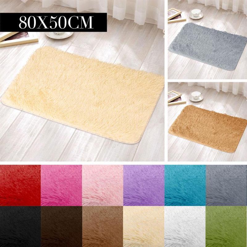 

Fluffy Rugs Multicolored Dining Room Sofa Home Area Rug Bright 50x80cm Polyester Fiber Mat Floor Anti-Skid Shaggy Decoration1, Red