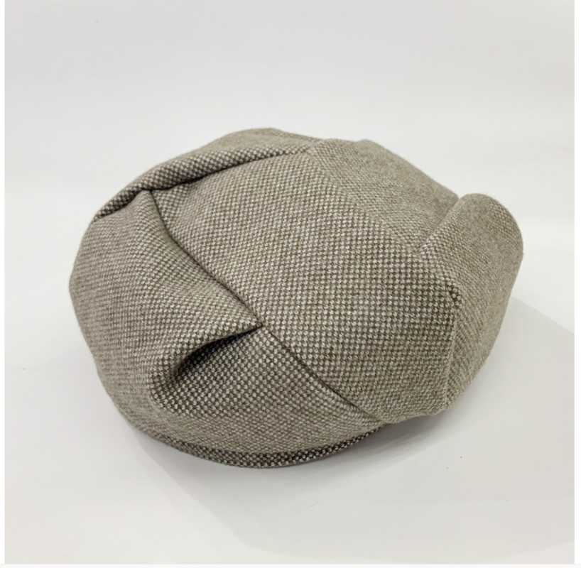 

Berets Vintage Beret Cap Octagonal Hat Autumn Winter Hats For Women Pleated Solid Color Pumpkin Female British Lady Plaid, Grey