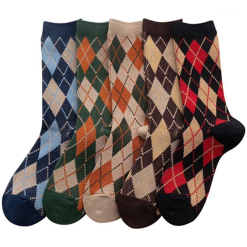

Preppy Style Cotton Lattice Pattern Mid Tube Socks For Men Women Autumn Winter Breathable Soft Ladies Pile Socks Nice Gifts 20201, Beige