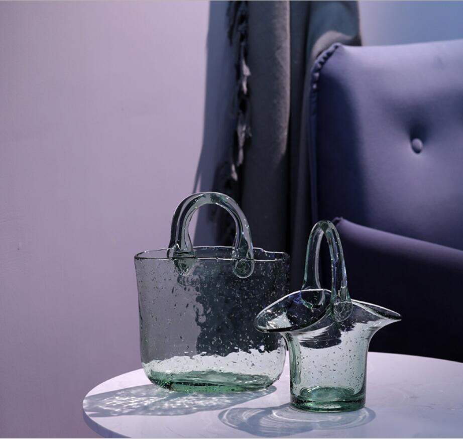Bubble hand basket glass vases creative flower arrangement home furnishing Vase-image-599474546