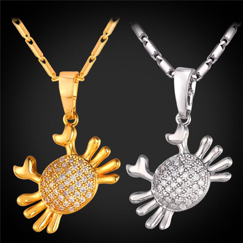 

Lovely Crab Pendant Necklace For Women/Men Gold/Silver Color Box Link Chain & Pendant Animal Jewelry P355