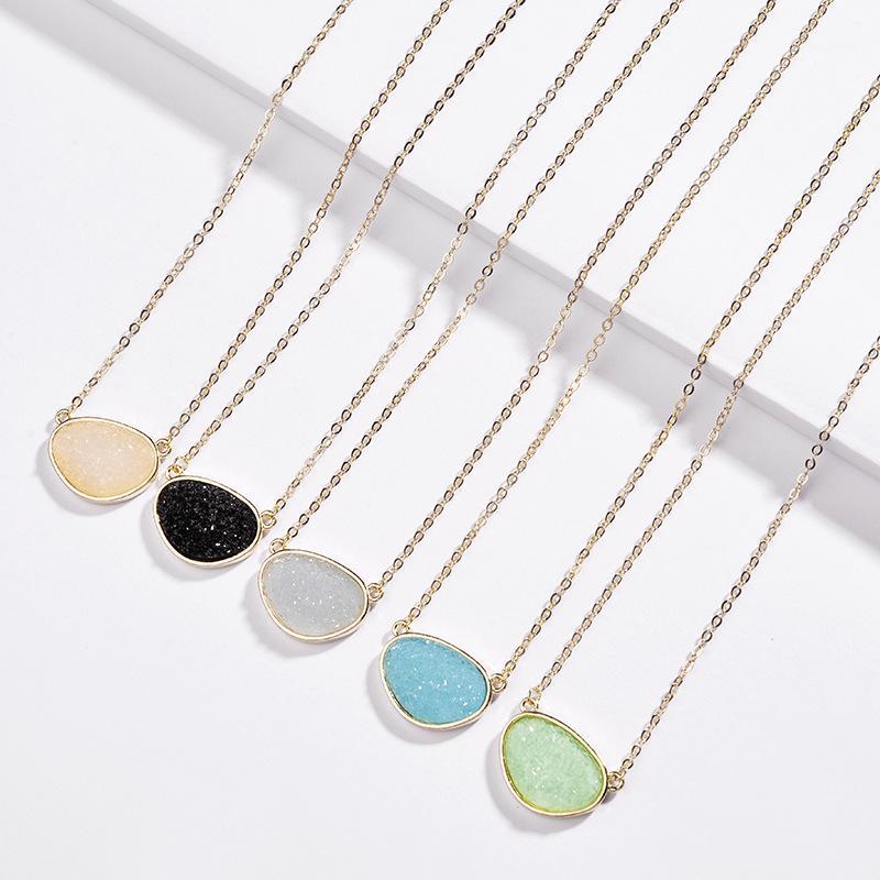 

5 Color Druzy Drusy Pendant Necklaces Resin Druse Gold Collar Fashion Women Jewelry Party Wedding Dating Gift1