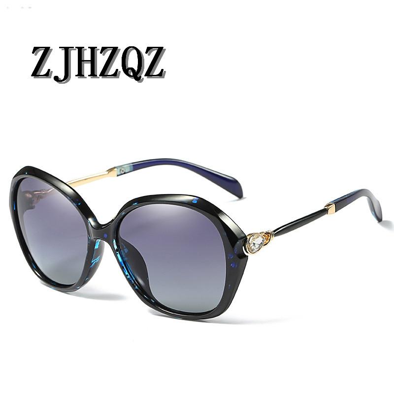 

ZJHZQZ Diamond Oversized Polarized Sunglasses Women Huge Big Designer Style Lunette Soleil Femme Female Vintage Shades