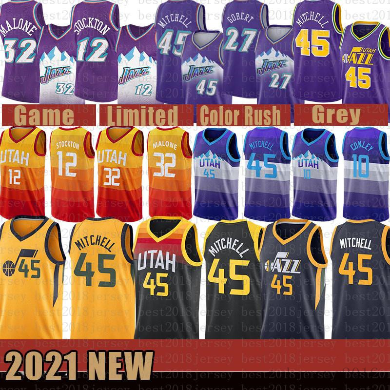 

2021 New Basketball Jersey UtahJazzMens Donovan 45 Mitchell Mesh Retro Rudy 27 Gobert John 12 Stockton Youth Karl 32 Malone Blue, Mens-jersey fugu