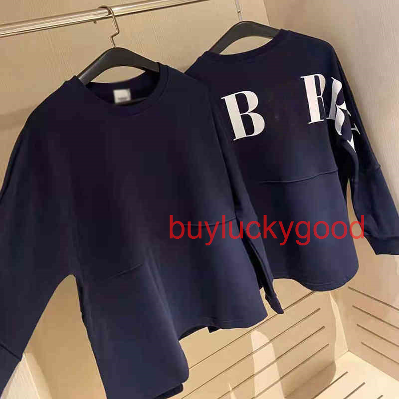 

Brand Coat 2022 autumn bbr21ss men's and women's Sweatshirt back letter long sleeve T-shirt bur crew neck loos, Navy