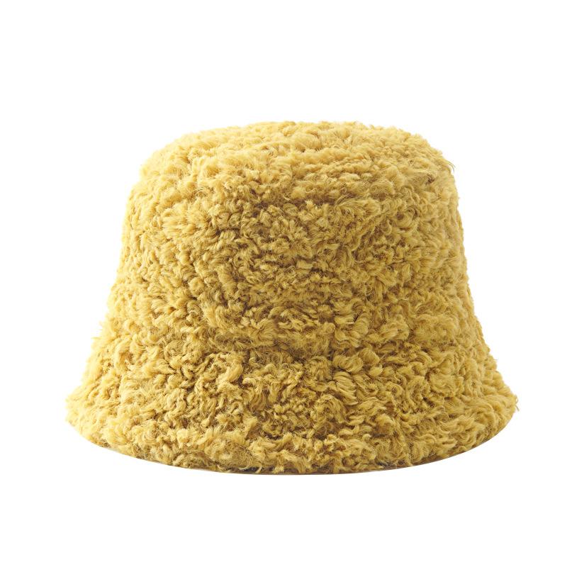 

Fashion Outdoor Warm Fluffy Sheep curl Faux Fur winter Bucket Hat for women Solid color Fishing Cap Bob Panama Fisherman hat, Black