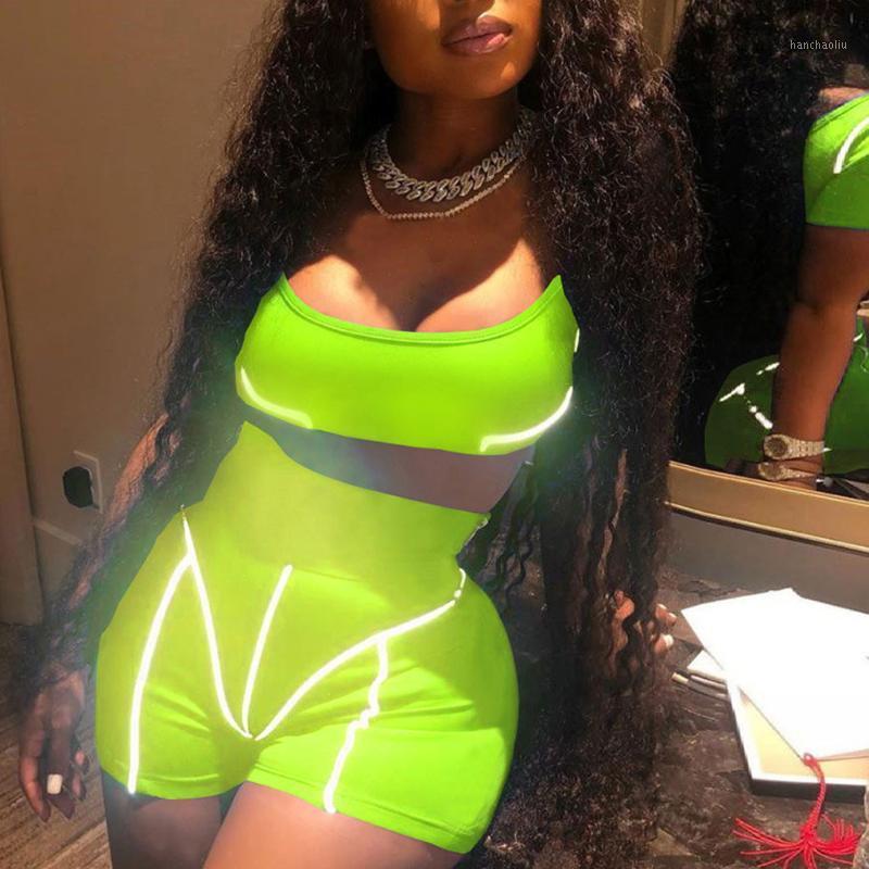 

Sexy Women Tracksuit Set Plus size Yoga suit Reflective Sporty Fitness Wear Solid Strap Backless Summer Exercise Playsuit Suit1