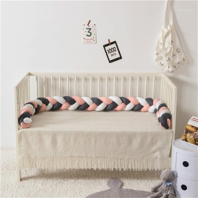 

220CM Baby Crib Bumper Infant Pillow Room Decor baby bed bumper Infant Crib Protector Weaving Knot1, Red