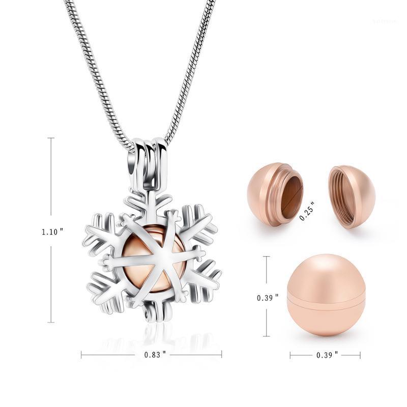 

Fashion new year gift mini ball in hollow snowflake pendant urn necklace pet human memorial locket souvenir jewelry for women1